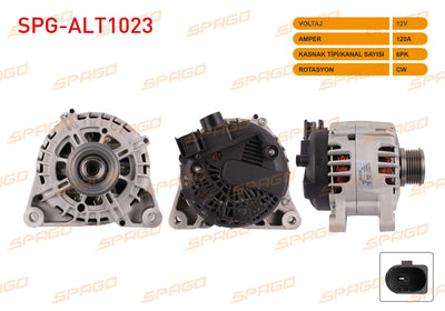 SPAGO SPG-ALT1023 Alternator 12V 120A 6Pk (Alt8124) Focus III-Fiesta VI-Courier 14-23-Connect 13-22 (Di — Starting & Charging