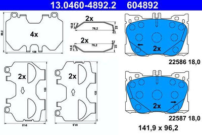 ATE 13.0460-4892.2 Brake Pad — Brake Pads
