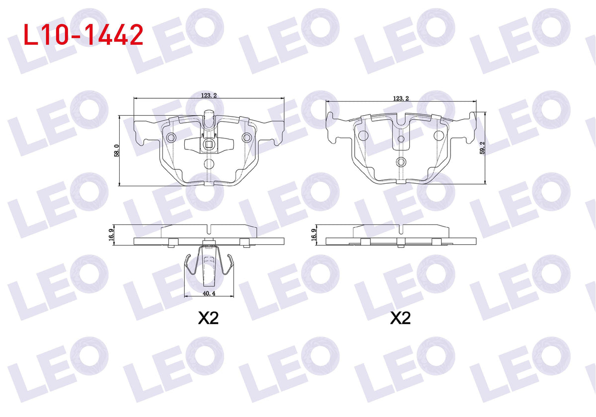 LEO L10-1442 Brake Pad Rear BMW 3 Series (E90) 318 Cl 2005-2011 / (E90) 320 i 2005-2011 / (E90) 320 D 2005-2011 — Brake Pads