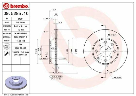 BREMBO Front Brake Disks for Honda Civic 1992-2000 - 240mm with Coated Surface — Brake Rotors & Drums