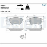 Delphi LP1989 Brake Pads - Front Set for 2006 Corsa 1.3MJet 75HP