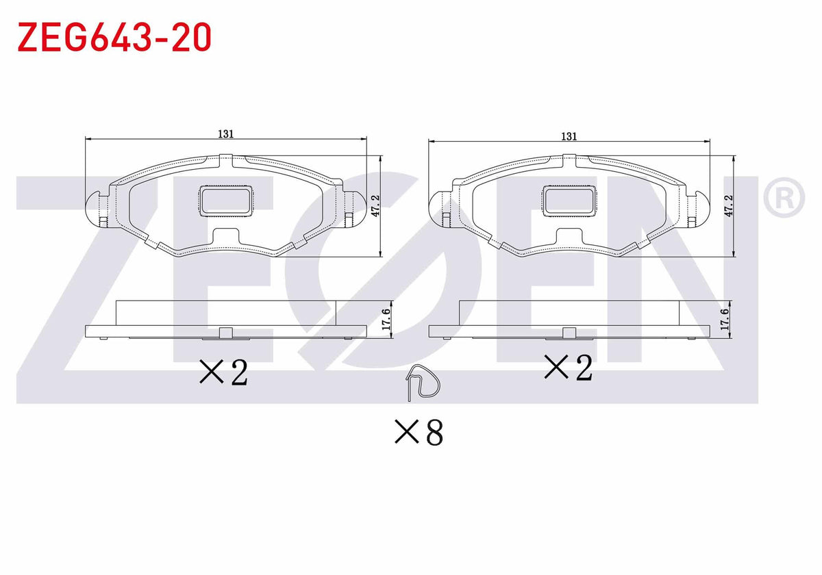 Zegen ZEG643-20 Brake Pad Front Peugeot 206 (2A / C) 1.4i 16V 1998-2006 / 206 (2A / C) 1.4 HDi 1998-2006 / 206 ( — Brake Pads