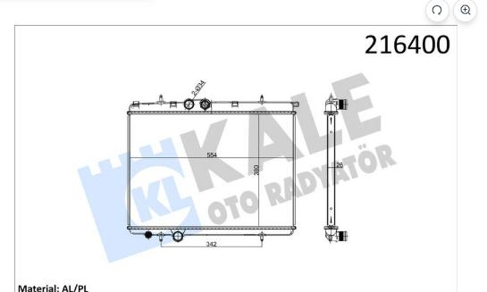 Kale 2033011AB Peugeot 206 1.4/1.6 16V/2.0 HDi with A/C Radiator Su 1 Row — Radiators & Fans