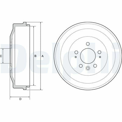Delphi BF558 Brake Drum - Compatible for Amarok 2.0 & 3.0 TDI — Brake Rotors & Drums