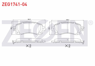 Zegen ZEG1741-04 Brake Pad Front Subaru Xv 1.6i 2017-/ Forester 2.0 2018 — Brake Pads