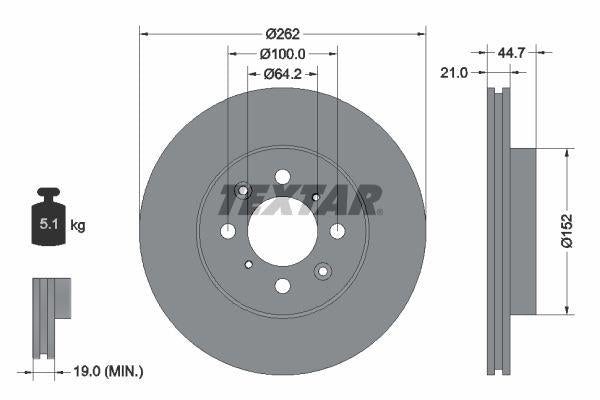 Textar 92060903 *2 Brake Disc Front Civic 01-05 / Jazz 09- / City 09-12 | Set of 2