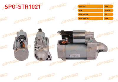 SPAGO SPG-STR1021 Starter Motor 12V 1.8Kw 12 Outer Cw (Str6195) Sprinter 09-13-Vito 10-13-C (W204)-E (W — Starting & Charging