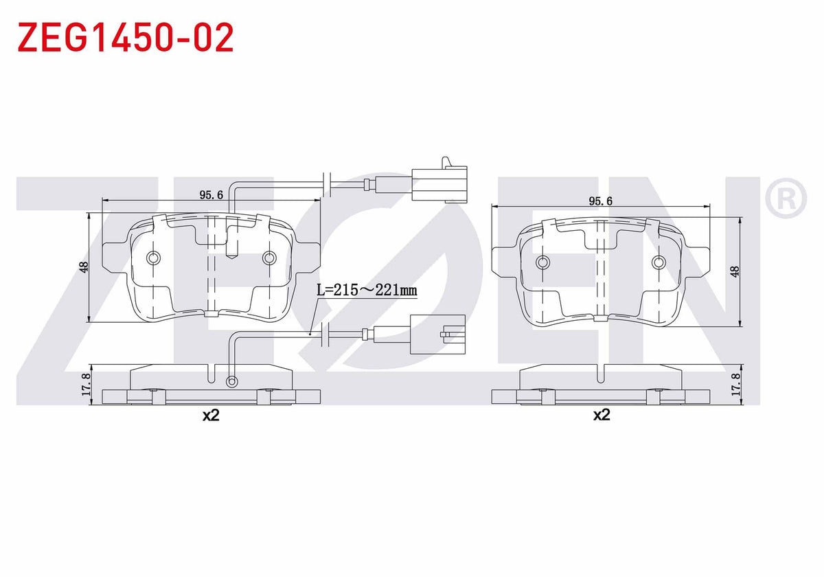 Zegen ZEG1450-02 Brake Pad Rear with Connector Alfa Romeo Giulietta (940) 1.4 Tb 2010-/ Giulietta (940) 1.6 JTD — Brake Pads