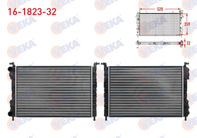 Veka 16-1823-32 Water Radiator Mechanical (32mm) Fiat Palio (178Bx) (178Dx) 1.2i 16V M-T 1996-2005 — Radiators & Fans