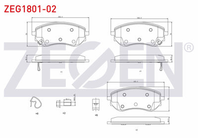 Zegen ZEG1801-02 Brake Pad with Wear Indicator Front Mercedes X Series (470) X 250 D 2017-/ Nissan Navara Np300 — Brake Pads