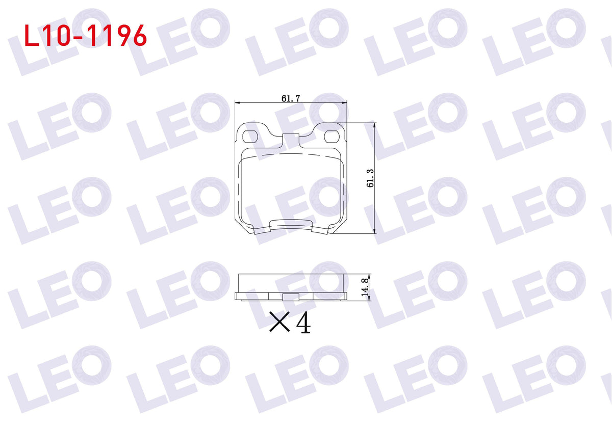 LEO L10-1196 Brake Pad Rear Opel Vectra B 1.6i 1995-2003 / Vectra B 2.0i 1995-2003 / Vectra B 2.0 DTi 1995-2003 — Brake Pads
