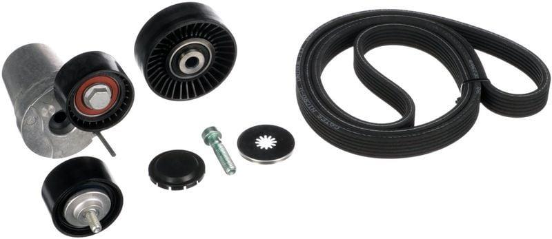 gates-v-belt-kit-front-view, gates-v-belt-kit-back-view GATES V Belt Kit - 07-1 Series (E81-E87) & 3 Series (E90-E91) for Car Owners & Mechanics GATES V Belt Kit for BMW E81-E91 gates, v-belt-kit, bmw, car-parts, mechanics, car-maintenance, auto-parts, channel-v-belt, gates-auto, ai-generated
