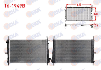 Veka 16-1949B Water Radiator Brazing Ford Mondeo 2.0 TDCi 2002-2007 — Radiators & Fans