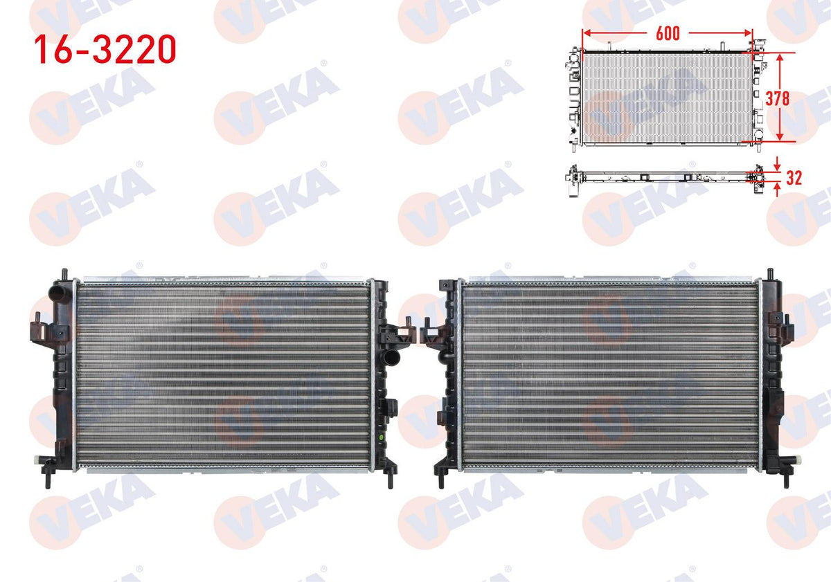 Veka 16-3220 Su Radiator Mechanical Opel Corsa C 1.7 DTi M-T 2000-2006 — Radiators & Fans
