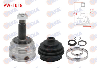 Veka VW-1018 CV Joint Left-Right Front Outer Volkswagen Golf I (17) 1.6 22X30x53 Length 129 mm 197 — Axles, CV Joints & Boots