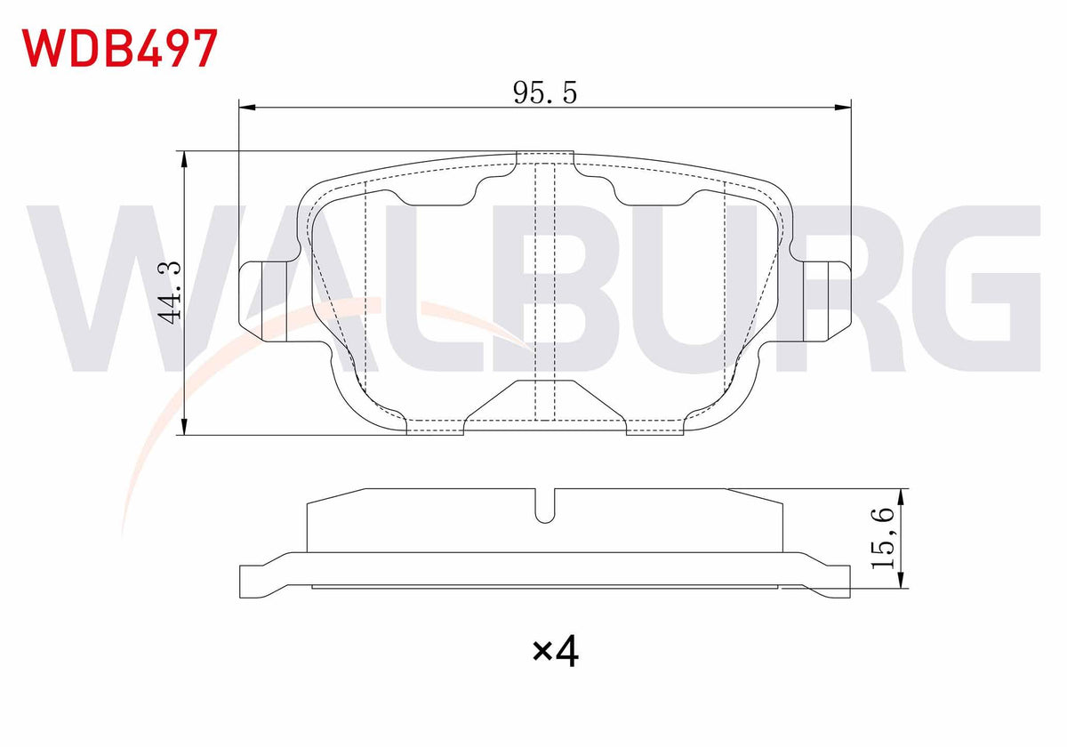 WALBURG WDB497 Brake Pad Rear Mondeo IV 1.6 TI-Vct 2007-2014 / Mondeo IV 2.2 TDCi 2007-2014 / Mondeo IV 2.0 TDCi — Brake Pads