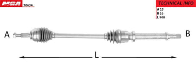 MGA 70634 Axle Complete Right ABS Li Clio IV 1.2 16V D4f — Axles, CV Joints & Boots