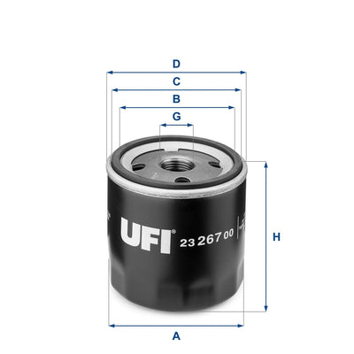 Ufi 23.267.00 Oil Filter Focus Mondeo Fiesta Mazda 1,25 1.4 1.6 Benz — Oil Filters