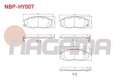 NAGAMA NBP-HY007 Brake Pad Front with Wear Indicator Hyundai Starex 2.4i 1997-2007 / Starex 2.5 CRDi 1997-2007 / Santa Fe (Sm) 2.0 CRDi 2001-2006 / Trajet 2.0 CRDi 2001-2006 / Ssangyong Actyon I 2.0 XDi 4