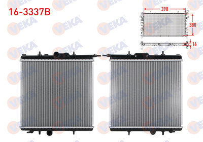 Veka 16-3337B Water Radiator Brazing Peugeot 206 (2A / C) 1.4i 16V A-T Ac-1998-2006 — Radiators & Fans
