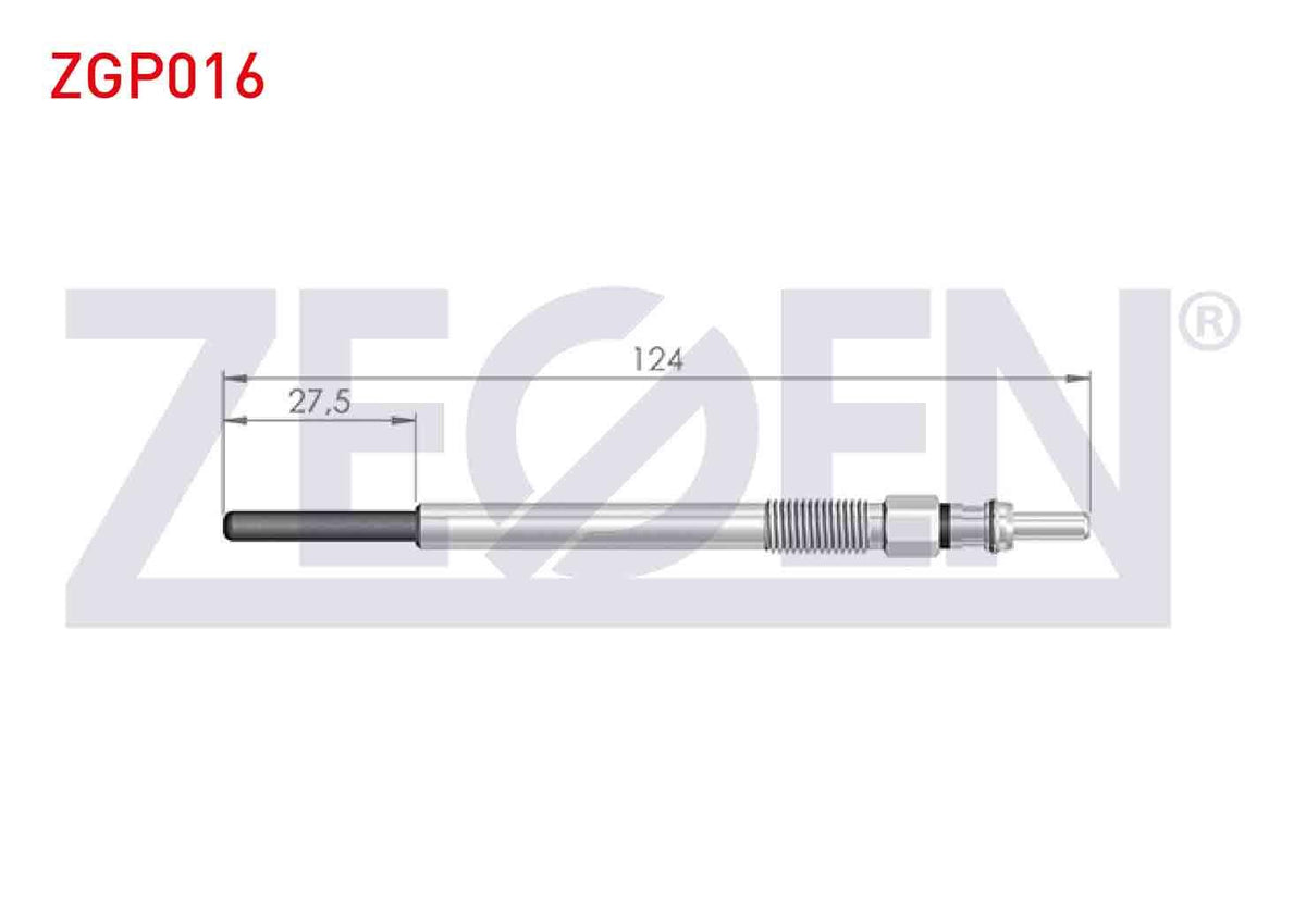 Zegen ZGP016 Glow Plug 11V 124mm Citroen Berlingo 1.6 HDi 2008-/ Nemo 1.4 HDi 2007-/ Partner 1.6 HDi 2008-/ B — Coils & Plugs