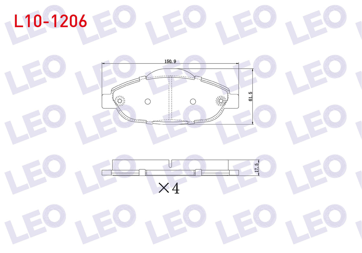 LEO L10-1206 Brake Pad Front Peugeot 308 (4A,4C) 1.6 HDi-1.6 VTI-1.6 Thp 2007-2013 / 3008 1.6 HDi-1.6 2009-/ 500 — Brake Pads