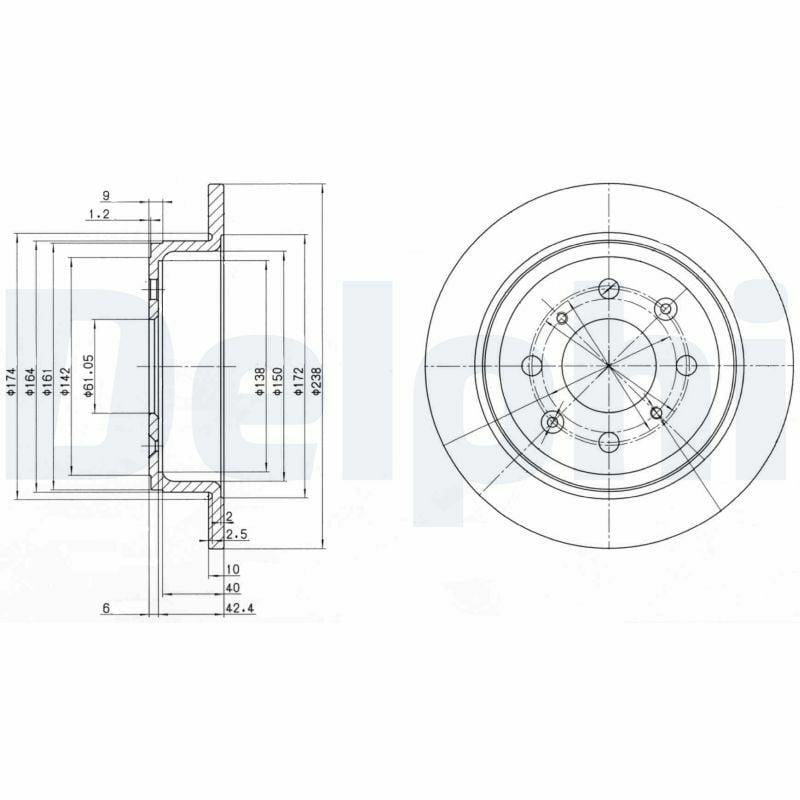 Delphi BG2538 Rear Brake Disc - Compatible with Honda Accord III — Brake Rotors & Drums