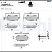 delphi lp1717 rear brake pads, delphi brake pads technical specifications, delphi lp1717 installation guide DELPHI LP1717 Rear Brake Pads - Low-Metallic Material for Car Owners & Mechanics | 95.4mm Width DELPHI LP1717 Rear Brake Pads for Astra Meriva delphi, brake-pads, rear-brake-pads, car-owners, mechanics, automotive-parts, low-metallic, braking-system, fren-balata, ai-generated