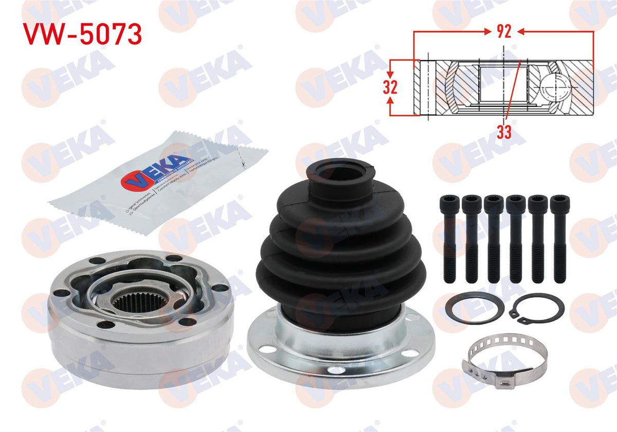 Veka VW-5073 CV Joint Left-Right Front Inner 33X32x92 Volkswagen Polo (6Kv2) 1.4 1995-2001 — Axles, CV Joints & Boots