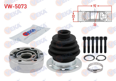Veka VW-5073 CV Joint Left-Right Front Inner 33X32x92 Volkswagen Polo (6Kv2) 1.4 1995-2001 — Axles, CV Joints & Boots