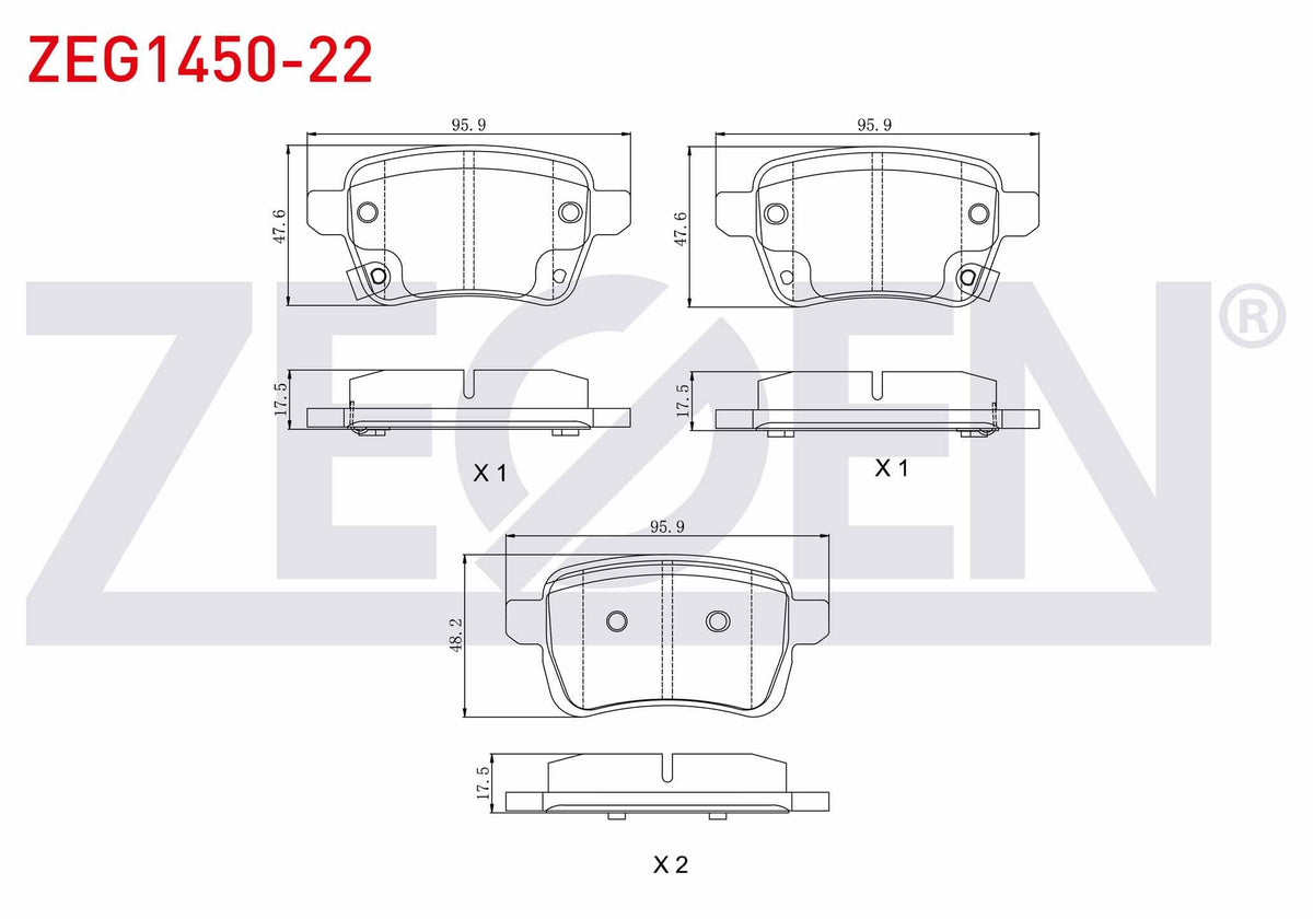 Zegen ZEG1450-22 Brake Pad Rear with Wear Indicator Fiat Egea — Brake Pads
