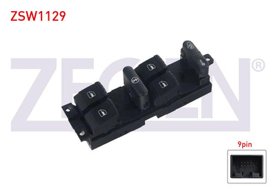 Zegen ZSW1129 Glass Release Switch Group Cocuk Symbol 9 Pin Golf IV-V-Passat-Bora-Leon-Toledo 1998-2009 — Switches & Relays