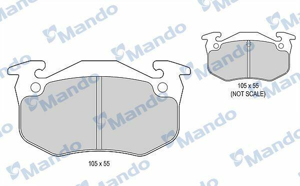 mando brake pad set rear axle, rear brake pads for car models 106 206 306 MANDO Brake Pad Set MBF015079 - Rear Axle for Car Owners and Mechanics | 11 mm Thickness MANDO Brake Pad Set - Rear Axle Replacement mando, brake-pads, rear-axle, car-maintenance, braking-system, car-owners, mechanics, brake-assembly, auto-accessories, ai-generated