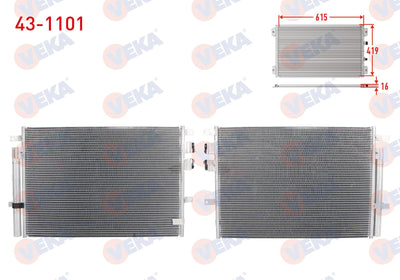 Veka 43-1101 A/C Condenser Alfa Romeo 159 (939) 1.9 Jtdm 2006-2011 — Condensers & Evaporators
