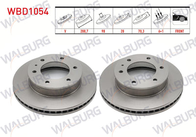 WALBURG WBD1054 Brake Disc Front Air 6 Bjn 288,7X28x98x70 — Brake Rotors & Drums