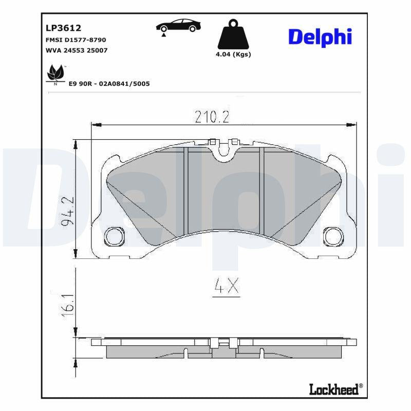Delphi LP3612 Brake Pad Porsche Macan 2.0 / 3.0 / 3.6 14-18 — Brake Pads