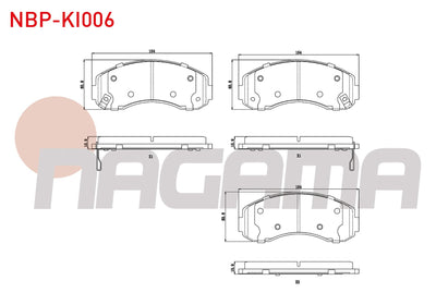 NAGAMA NBP-KI006 Brake Pad Front with Wear Indicator Kia K2500 2.5 D 2003-/ Bongo K2500 2.4 D 2003-/ Bongo K2500 2.5 TCi 2003