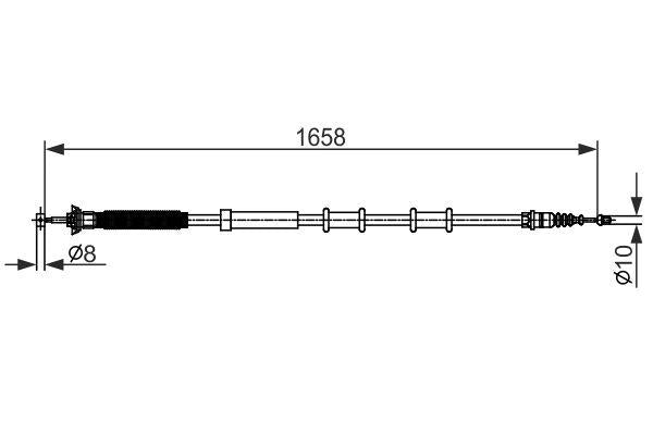 Bosch 1987482581 El Brake Cable Right 06-G.Punto-Evo-MiTo 1658mm — Brake Cables & Hardware