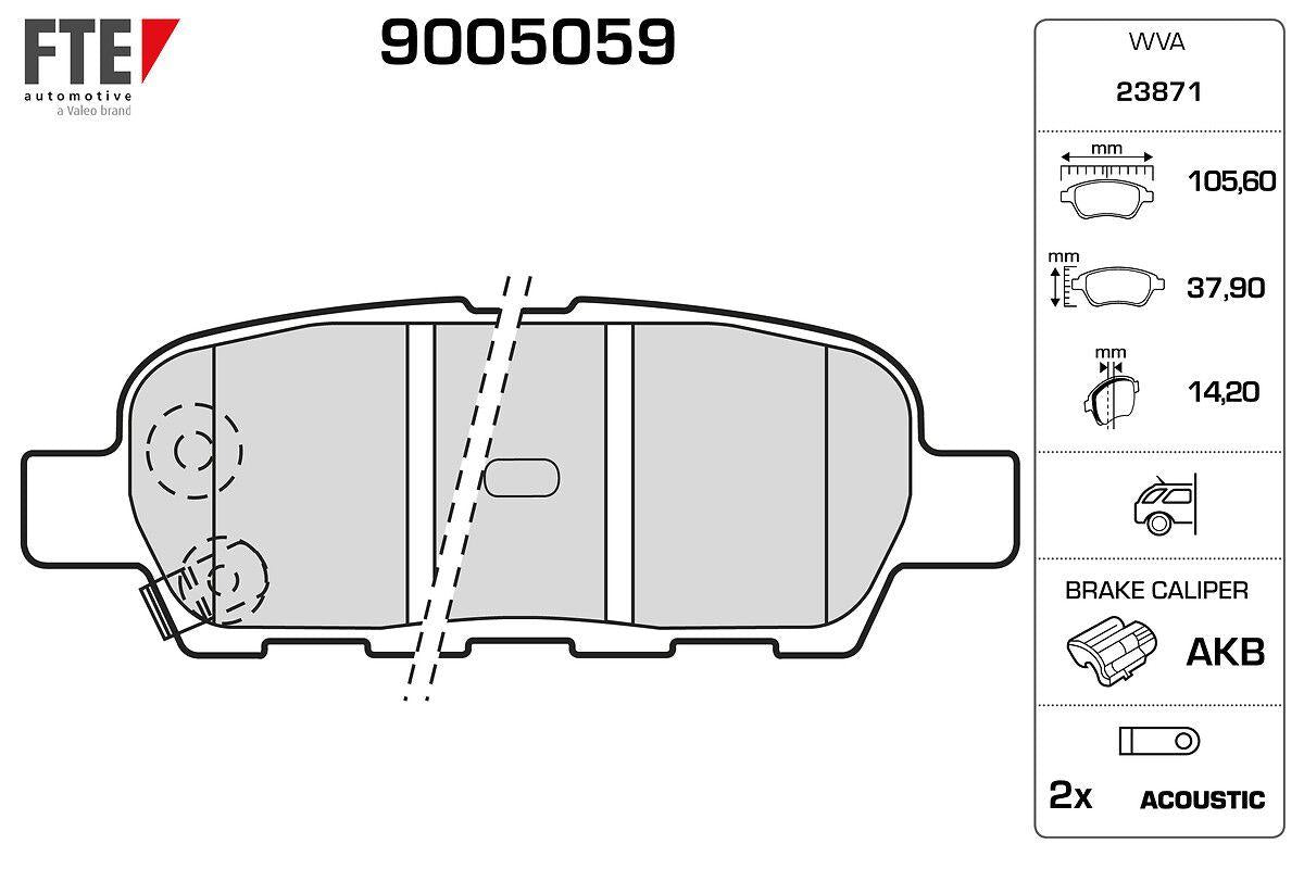 Fte 9005059 Rear Brake Pad Nissan Qashqai J10 07-13 X-Trail 07-13 Juke 10- Parthfınder 13- Koleos 08- — Brake Pads