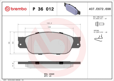 Brembo P36012 Brake Pad Front Ford Jaguar S-Type II (X200) XJ (X350/X358)