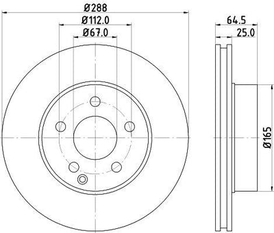 Hella 8DD355113-861 *2 Brake Disc Front C-Class W204 07 > 14 S204 07 > 14 C204 11 > — Brake Rotors & Drums