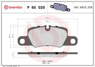 Brembo P65020 Brake Pad Rear Porsche Panamera 09-24 — Brake Pads