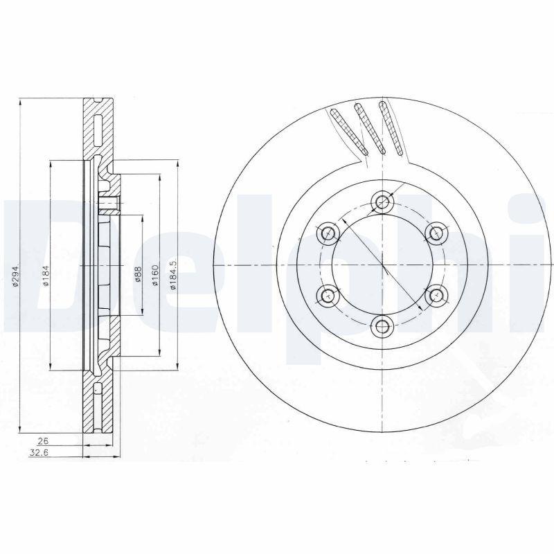 Delphi BG4112 Brake Disc (Twin Pack), Drilled