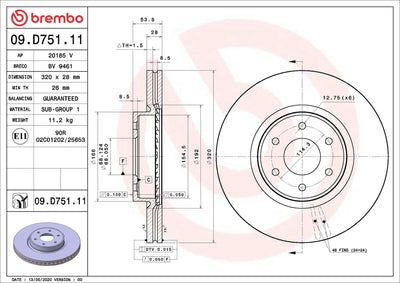 Brembo 09.D751.11 Brake Disc Front Mercedes-Benz W470/X-Class 470 17 > — Brake Rotors & Drums