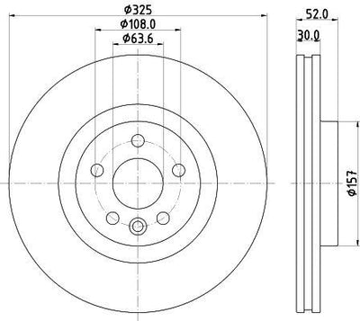 Hella Pagid 8DD355123-111 Brake Disc Front Discovery Sport Range Rover Evoque Jaguar E Pace — Brake Rotors & Drums
