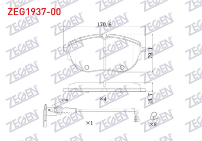 Zegen ZEG1937-00 Brake Pad Front with Connector Volkswagen Transporter VII 2019 — Brake Pads