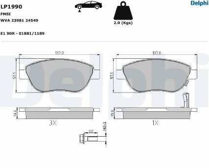Delphi Brake Pads - Front Brake Pad Set for Opel Corsa D 1.3 Diesel (2007-2010)