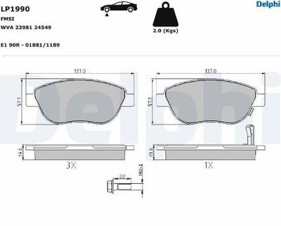 Delphi Brake Pads - Front Brake Pad Set for Opel Corsa D 1.3 Diesel (2007-2010)