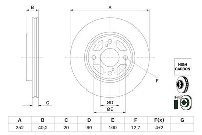 Bosch 0986479F37 Swift / Baleno Front Brake Disc 16-17 — Brake Rotors & Drums