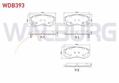 WALBURG WDB393 Brake Pad Front with Wear Indicator Chery Tiggo 7 Pro 23-/ Sonata IV 2.0i 01-04 / Sonata IV 2.7i — Brake Pads
